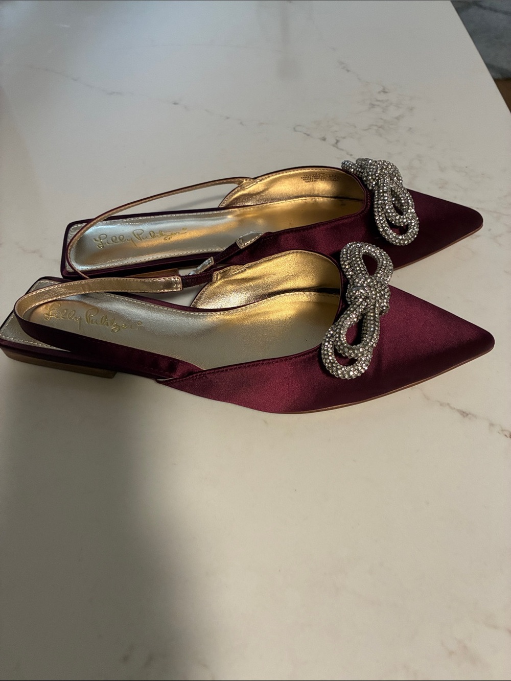 Lilly Pulitzer Brit Satin Sling Back in Amarena Cherry